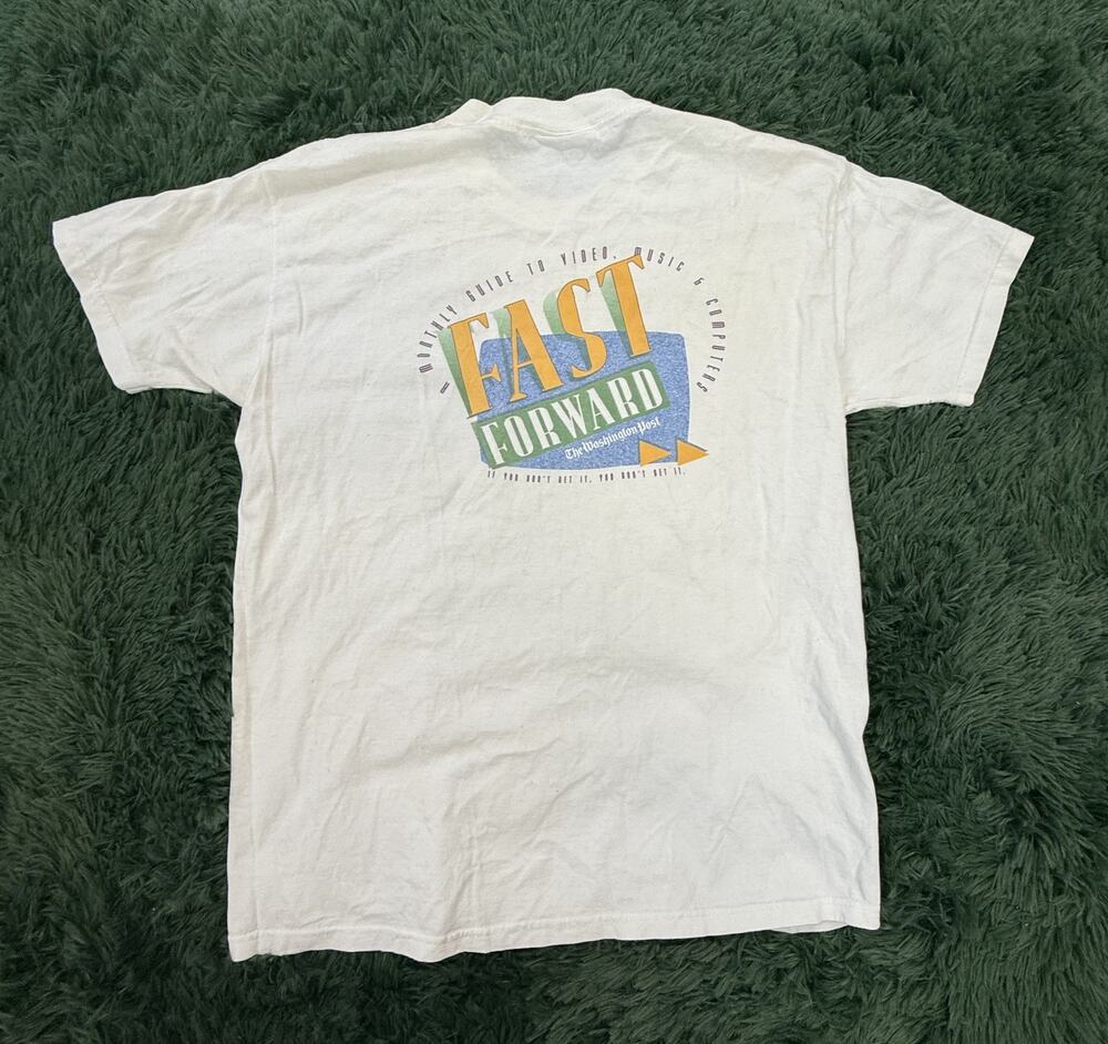 Vintage 90s Lee Total Cotton Fast Forward Washington Post T-Shirt Men's L USA